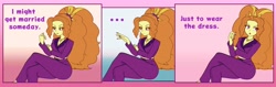 Size: 4096x1297 | Tagged: safe, artist:rileyav, derpibooru import, adagio dazzle, equestria girls, breasts, comic, dialogue, solo