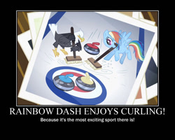 Size: 750x600 | Tagged: safe, artist:crossoverprincess, derpibooru import, edit, edited screencap, screencap, rainbow dash, bald eagle, bird, eagle, pegasus, pony, may the best pet win, season 2, curling, motivational poster, sports