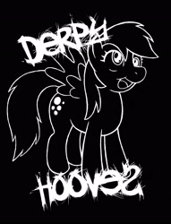 Size: 2256x2952 | Tagged: safe, artist:hirurux, derpibooru import, derpy hooves, pegasus, pony, black and white, black background, grayscale, monochrome, open mouth, open smile, simple background, smiling, solo