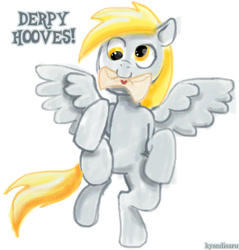 Size: 917x959 | Tagged: safe, artist:color--spectrum, derpibooru import, derpy hooves, pegasus, pony, female, letter, mare, mouth hold, solo