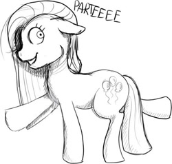 Size: 563x537 | Tagged: safe, artist:color--spectrum, derpibooru import, pinkie pie, earth pony, pony, ears, extended trot pose, female, floppy ears, grayscale, mare, monochrome, pinkamena diane pie, shrunken pupils, sketch, solo