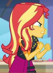 Size: 873x1188 | Tagged: safe, derpibooru import, screencap, sunset shimmer, better together, equestria girls, rollercoaster of friendship, cropped, shrunken pupils, solo, that pony sure have anger issues