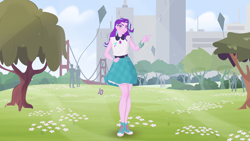 Size: 3840x2160 | Tagged: safe, artist:darthlena, derpibooru import, starlight glimmer, equestria girls, city, clothes, converse, female, kite, park, shoes, skirt, sneakers, solo focus