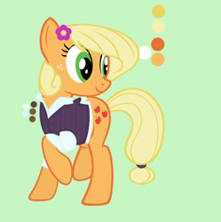 Size: 907x909 | Tagged: safe, artist:darthlena, derpibooru import, applejack, earth pony, pony, clothes, female, flower, flower in hair, simple background, solo