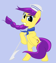 Size: 696x785 | Tagged: safe, artist:darthlena, derpibooru import, oc, oc only, oc:maria rose, earth pony, pony, bipedal, female, gritted teeth, harpoon, hat, sailor hat, simple background, transparent background