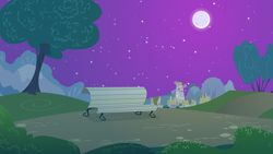 Size: 6000x3376 | Tagged: safe, artist:mandydax, derpibooru import, absurd resolution, background, bench, full moon, moon, night, no pony, stars, vector, windmill