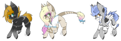 Size: 4780x1625 | Tagged: safe, artist:beamybutt, derpibooru import, oc, oc only, earth pony, pegasus, pony, collaboration, clothes, colored wings, ear fluff, ears, earth pony oc, eyelashes, pegasus oc, simple background, smiling, transparent background, two toned wings, wings