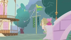 Size: 1280x720 | Tagged: safe, derpibooru import, screencap, a bird in the hoof, season 1, background, no pony, scenic ponyville, town hall