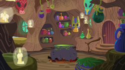 Size: 5334x3000 | Tagged: safe, artist:mlp-silver-quill, derpibooru import, absurd resolution, background, candle, cauldron, interior, mask, no pony, vector, zecora's hut