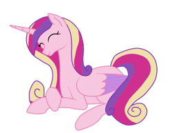 Size: 900x695 | Tagged: safe, artist:nawnii, derpibooru import, princess cadance, alicorn, pony, eyes closed, female, lying down, mare, simple background, smiling, solo, transparent background