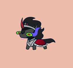 Size: 774x725 | Tagged: safe, artist:nawniii, derpibooru import, king sombra, pony, unicorn, :p, armor, cape, chibi, clothes, eye mist, male, simple background, solo, squatpony, stallion, tongue, tongue out