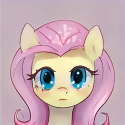 Size: 1024x1024 | Tagged: safe, artist:thisponydoesnotexist, derpibooru import, fluttershy, pegasus, pony, neural network, sparkly eyes, wingding eyes