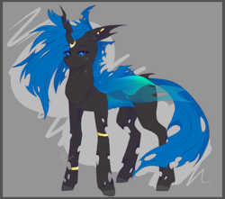 Size: 1750x1550 | Tagged: safe, artist:primarylilybrisk, derpibooru import, oc, oc only, changeling, blue changeling, changeling oc, solo, standing