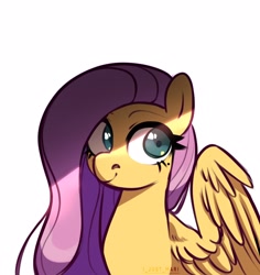 Size: 2040x2160 | Tagged: safe, artist:ijustmari, derpibooru import, part of a set, fluttershy, pegasus, pony, bust, shadow, simple background, smiling, solo, white background