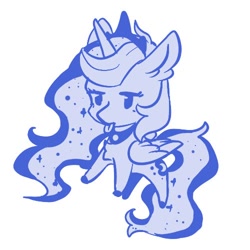 Size: 500x500 | Tagged: safe, artist:qamar, derpibooru import, princess luna, alicorn, pony, chibi, monochrome, silly, simple background, solo, tongue, tongue out, white background