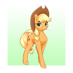 Size: 2650x2650 | Tagged: safe, artist:aquaticvibes, derpibooru import, applejack, earth pony, pony, cute, eyebrows, eyebrows visible through hair, female, jackabetes, lidded eyes, looking at you, mare, smiling, smiling at you, solo, straw in mouth