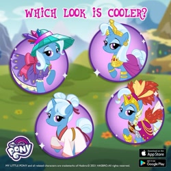 Size: 843x843 | Tagged: safe, derpibooru import, trixie, advertisement, alternate clothes, gameloft, official