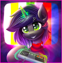 Size: 2000x2040 | Tagged: safe, artist:atlas-66, derpibooru import, oc, oc:elis moon, pony, unicorn, game, nintendo, retro