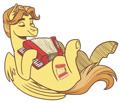 Size: 2000x1700 | Tagged: safe, artist:kikirdcz, derpibooru import, oc, oc:stjonal, pegasus, pony, accordion, male, musical instrument, simple background, solo, stallion, transparent background