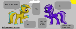 Size: 1703x662 | Tagged: safe, artist:superroblox00, derpibooru import, oc, oc only, oc:lilla timma, oc:tyrone sima, pegasus, pony, unicorn, 3d, cloud, female, horn, male, mlp fim's eleventh anniversary, pegasus oc, signature, sun, text, unicorn oc, wings