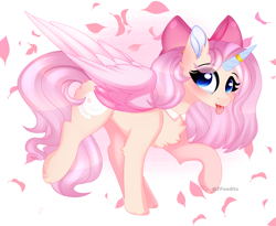 Size: 6700x5500 | Tagged: safe, artist:2pandita, derpibooru import, oc, alicorn, pony, absurd resolution, bow, female, hair bow, mare, solo, tongue, tongue out