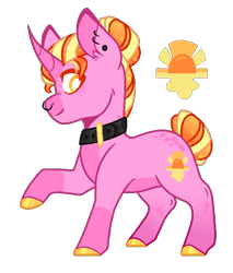 Size: 625x733 | Tagged: safe, artist:lilywolfpie-yt, derpibooru import, luster dawn, pony, alternate hairstyle, collar, nose piercing, nose ring, piercing, simple background, solo, tail, tail bun, transparent background