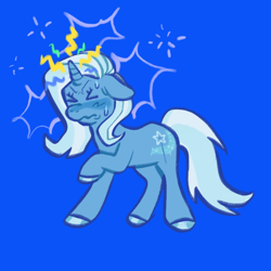 Size: 640x640 | Tagged: safe, artist:phobohobo, derpibooru import, trixie, pony, unicorn, abstract background, cute, cutie mark, diatrixes, eyelashes, horn, magic, solo, sweat, tail, unshorn fetlocks, wavy mouth