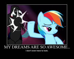 Size: 750x600 | Tagged: safe, artist:crossoverprincess, derpibooru import, edit, edited screencap, screencap, rainbow dash, changeling, pegasus, pony, do princesses dream of magic sheep, season 5, best pony, cute, dashabetes, female, feminism, motivational poster, punch