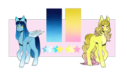 Size: 2868x1650 | Tagged: safe, artist:yuumirou, derpibooru import, oc, oc only, pegasus, pony, unicorn, female, mare, simple background, transparent background