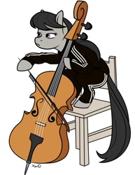 Size: 987x1280 | Tagged: safe, artist:xwosya, derpibooru import, octavia melody, pony, unicorn, adidas, bored, bow (instrument), chair, gopnik, music, ponified human photo, simple background, solo, squatting, tracksuit, white background