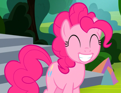 Size: 769x588 | Tagged: safe, derpibooru import, screencap, pinkie pie, earth pony, pony, horse play, season 8, ^^, cropped, cute, diapinkes, eyes closed, female, grin, mare, pinkie smile, smiling, solo