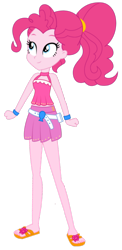 Size: 490x1001 | Tagged: safe, artist:lhenao, derpibooru import, pinkie pie, equestria girls, alternate clothes, beautiful, deleted from derpibooru, female, sandals, simple background, sleeveless, solo, transparent background, vector