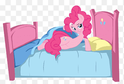 Size: 348x237 | Tagged: artist needed, safe, derpibooru import, pinkie pie, earth pony, pony, alpha channel, bed, bedroom eyes, bronybait, flirting, looking at you, pillow, solo