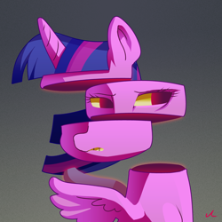 Size: 4500x4500 | Tagged: safe, artist:docwario, derpibooru import, twilight sparkle, twilight sparkle (alicorn), alicorn, pony, absurd resolution, bad day, frown, gradient background, gritted teeth, spread wings, twitober, wings