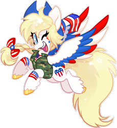 Size: 1016x1111 | Tagged: artist needed, source needed, safe, derpibooru import, oc, oc only, oc:star spangle, pegasus, pony, american flag, cute, female, flag, looking at you, mare, one eye closed, simple background, smiling, solo, transparent background, united states, unshorn fetlocks, wink, winking at you