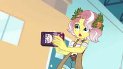Size: 3410x1920 | Tagged: safe, derpibooru import, screencap, vignette valencia, better together, equestria girls, rollercoaster of friendship, cellphone, female, high res, open mouth, phone, smartphone, solo