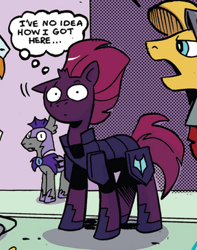 Size: 359x456 | Tagged: safe, artist:andypriceart, derpibooru import, idw, tempest shadow, spoiler:comic102, confused, puzzled, reaction image