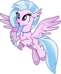 Size: 3506x4301 | Tagged: safe, artist:anime-equestria, derpibooru import, silverstream, hippogriff, cute, diastreamies, female, flying, happy, jewelry, necklace, simple background, solo, transparent background, vector, wings
