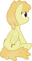 Size: 314x597 | Tagged: safe, artist:azgchip, derpibooru import, toffee swirl, pegasus, pony, background pony, both cutie marks, digital art, female, folded wings, mare, rear view, simple background, sitting, smiling, solo, transparent background, wings