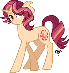 Size: 866x925 | Tagged: safe, artist:gallantserver, derpibooru import, oc, oc:helia tempest, pony, unicorn, female, magical lesbian spawn, mare, offspring, parent:sunset shimmer, parent:tempest shadow, simple background, solo, transparent background