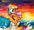 Size: 3194x2788 | Tagged: safe, artist:liaaqila, derpibooru import, rainbow dash, scootaloo, pegasus, pony, best pony, commission, cute, cutealoo, dashabetes, duo, eyes closed, female, filly, heartwaming, mare, open mouth, scootalove, smiling, traditional art, water, water slide, wet, wet mane