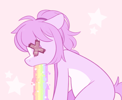 Size: 1657x1366 | Tagged: safe, artist:higglytownhero, derpibooru import, oc, oc only, oc:mio, earth pony, pony, puking rainbows, solo, vent art, vomiting, x eyes