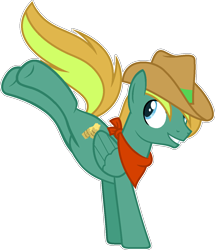 Size: 1119x1301 | Tagged: safe, artist:pegasski, derpibooru import, oc, oc:texton, pegasus, pony, bucking, hat, male, simple background, solo, stallion, transparent background