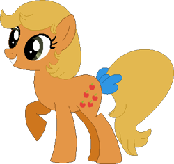 Size: 387x365 | Tagged: safe, artist:selenaede, artist:victorfazbear, derpibooru import, applejack, applejack (g1), earth pony, pony, g1, g4, base used, bow, g1 to g4, generation leap, raised hoof, raised leg, simple background, tail, tail bow, transparent background