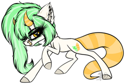 Size: 2224x1492 | Tagged: safe, artist:beamybutt, derpibooru import, oc, oc only, pony, colored hooves, ear fluff, ears, eyelashes, female, horns, mare, raised hoof, raised leg, simple background, solo, transparent background