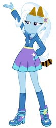 Size: 451x1024 | Tagged: safe, artist:jesus0385, derpibooru import, trixie, tanooki, equestria girls, 1000 hours in ms paint, crossover, simple background, solo, white background