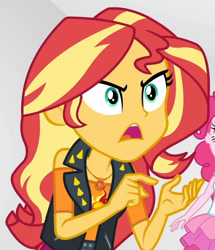 Size: 1629x1891 | Tagged: safe, derpibooru import, screencap, pinkie pie, sunset shimmer, better together, equestria girls, rollercoaster of friendship, cropped