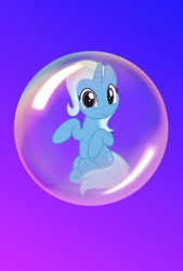 Size: 720x1062 | Tagged: safe, artist:carlosuriel13, derpibooru import, trixie, pony, unicorn, bubble, female, gradient background, looking at you, mare, solo