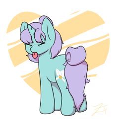 Size: 2800x2850 | Tagged: safe, artist:zombietator, derpibooru import, oc, oc only, pony, unicorn, :p, eyes closed, heart, horn, signature, solo, tongue, tongue out, unicorn oc