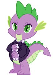 Size: 739x1082 | Tagged: safe, artist:juneartcraft19, derpibooru import, spike, dragon, bowtie, clothes, cute, drake scales, formal, formal wear, handsome, looking at you, male, simple background, solo, spikabetes, suit, transparent background